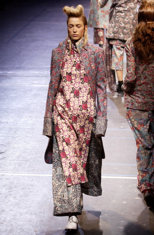Yohji Yamamoto Fall 2004 Floral Brocade Asymmetrical Tunic