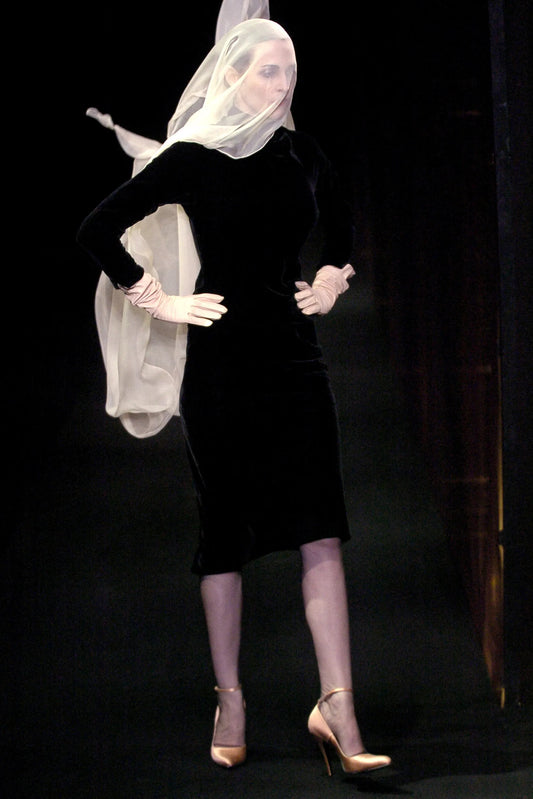 Jean Paul Gaultier Silk Hodded Sheer Black Dress