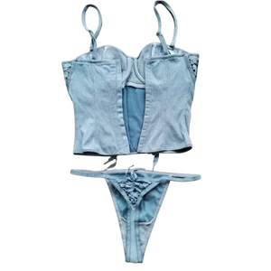 Christian Dior by John Galliano FW2002 Blue Laced Corset and Panty