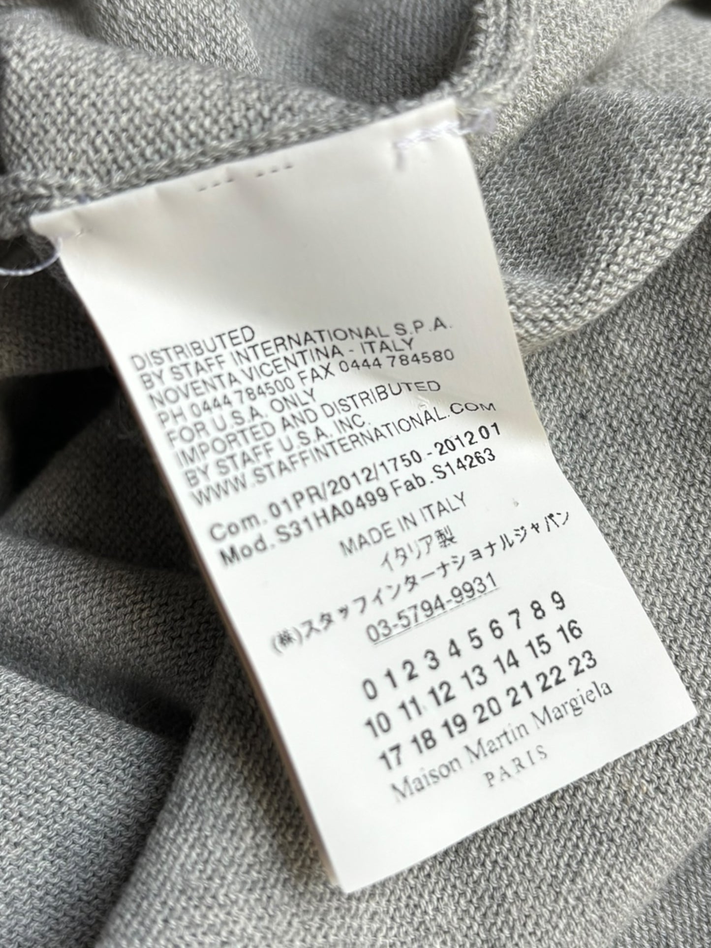 Martin Margiela SS12 V Neck Grey Knit