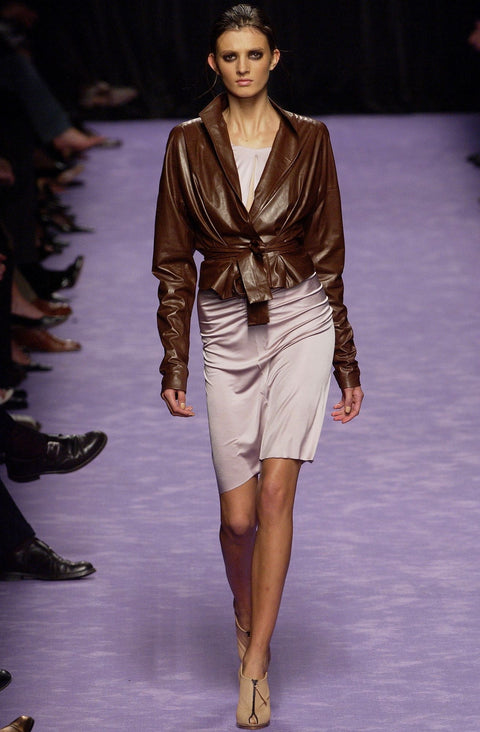 Yves Saint Laurent by Tom Ford S/S 2003 Belted Leather Wrap Jacket