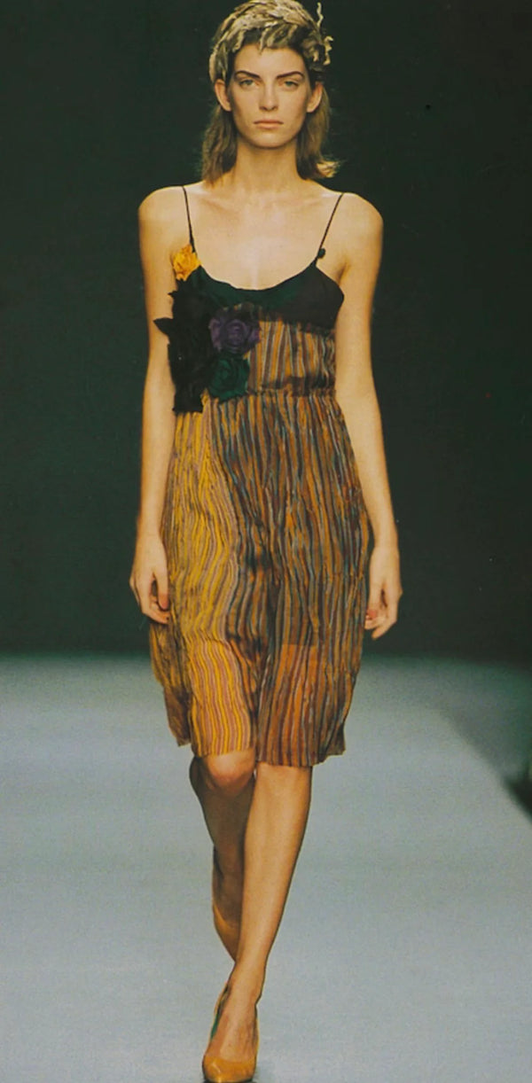 Miu Miu S/S 2004 Silk Camisole Dress with Rose Appliqués