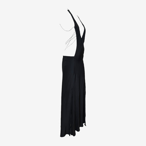 Gucci by Tom Ford F/W 2002 Silk Halter Neck Gown with Lace-Up Detailing