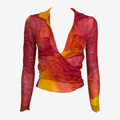 Christian Dior by John Galliano S/S 2001 Tie-Dye Silk Chiffon Wrap Top