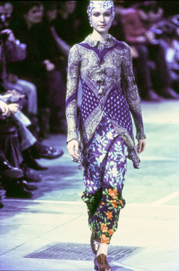 Comme Des Garcons F/W 1993 Comme Des Garçons Multicolour Paisley-Print Sheer Panelled Maxi Coat