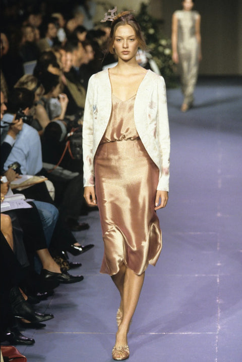 Chloé SS1999 by Stella McCartney Silk Jersey Wrap Dress with Gold Bird Embellishments Straps