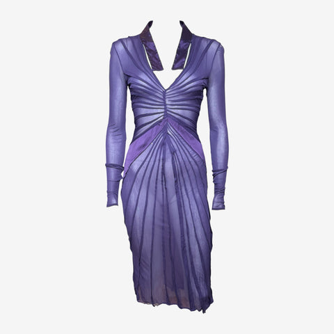 Gucci by Tom Ford F/W 2004 Purple Sheer Midi Dress