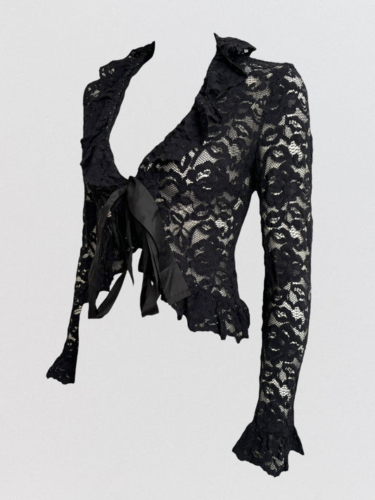 Alexander McQueen Spring 1999 Black Lace Shirt