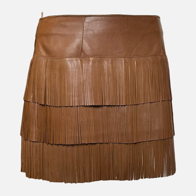 Prada S/S 2007 Tan Leather Tiered Fringe Mini Skirt