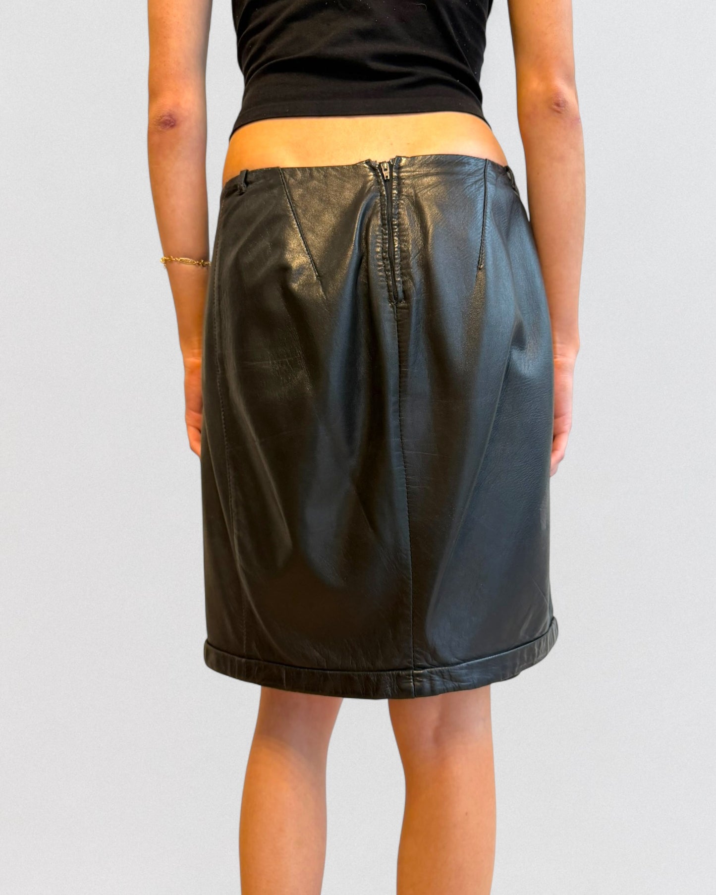 Ann Demeulemeester Fall 1995 Leather Midi Skirt