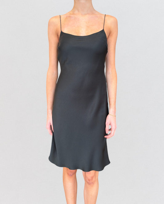 John Galliano Fall 1999 Black Silky Mini Slip Dress