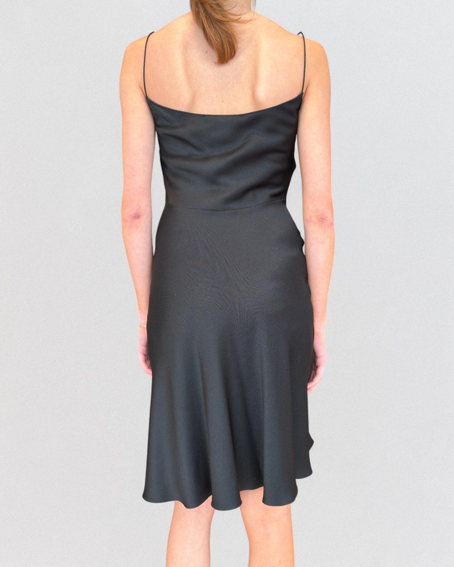 John Galliano Fall 1999 Black Silky Mini Slip Dress