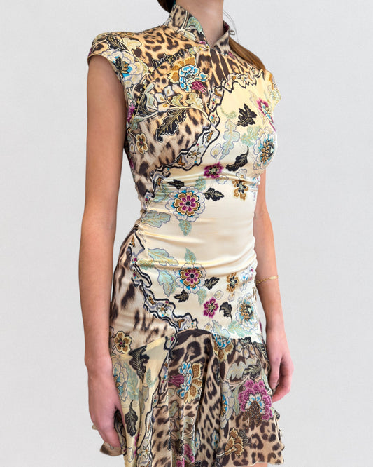 Roberto Cavalli Spring 2003 Cheongsam Silk Dress