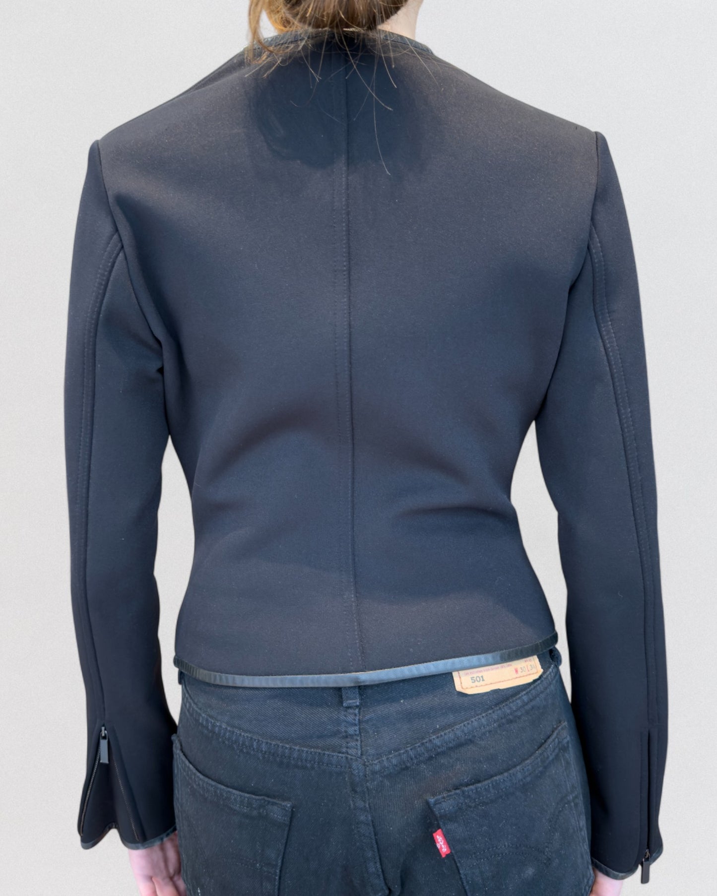 Gucci by Tom Ford 1999 Curved Zip Neoprene Scuba Jacket