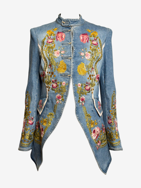 Roberto Cavalli S/S 2003 Embroidered Denim Military Jacket