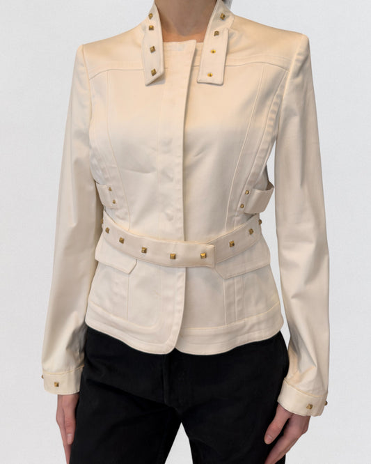 Gucci by Tom Ford Spring 2004 White Studded Jacket