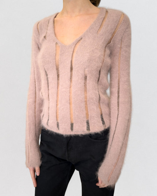 Yves Saint Laurent by Tom Ford Fall 2001 Angora Felted Pink Knit