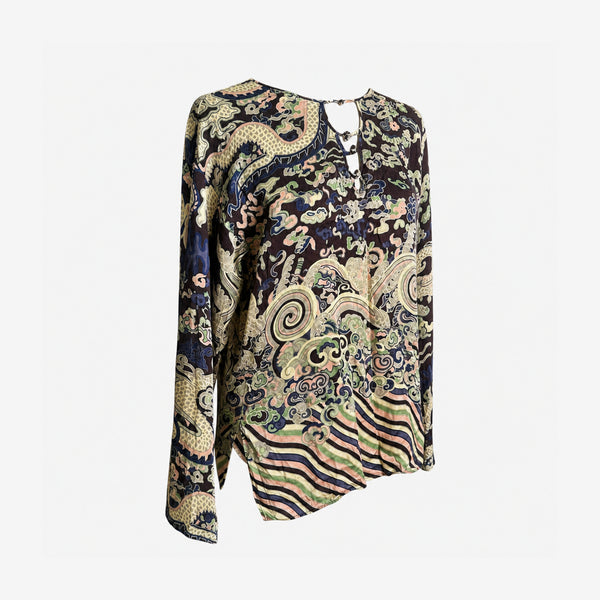 Yves Saint Laurent F/W 2004 by Tom Ford Dragon Print Silk Blouse