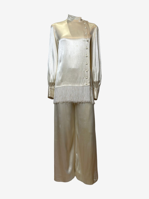 Saint Laurent F/W 1969 Fringed Satin Silk Evening Ensemble