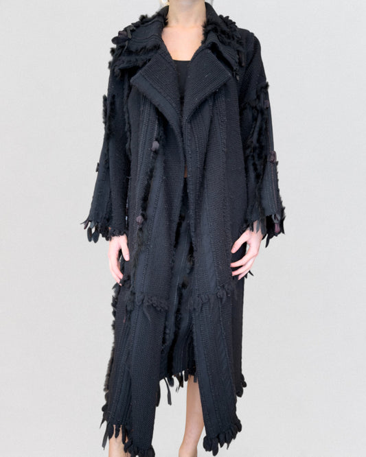 Gucci by Tom Ford Fall 2002 Wool and Fox Fur Coat and Skirt Ensemble