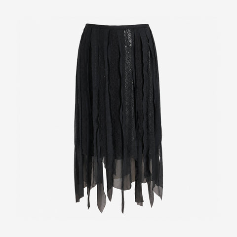 Alberta Ferretti 2000s Beaded Black Skirt
