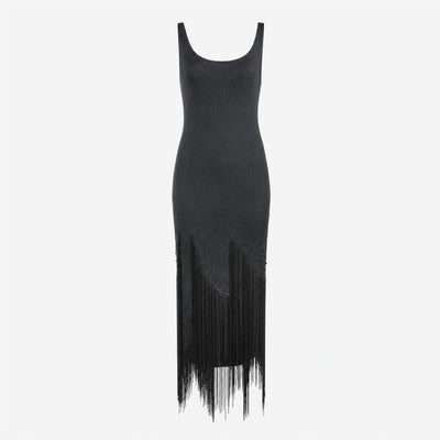 Roberto Cavalli Class Black Fringe Dress