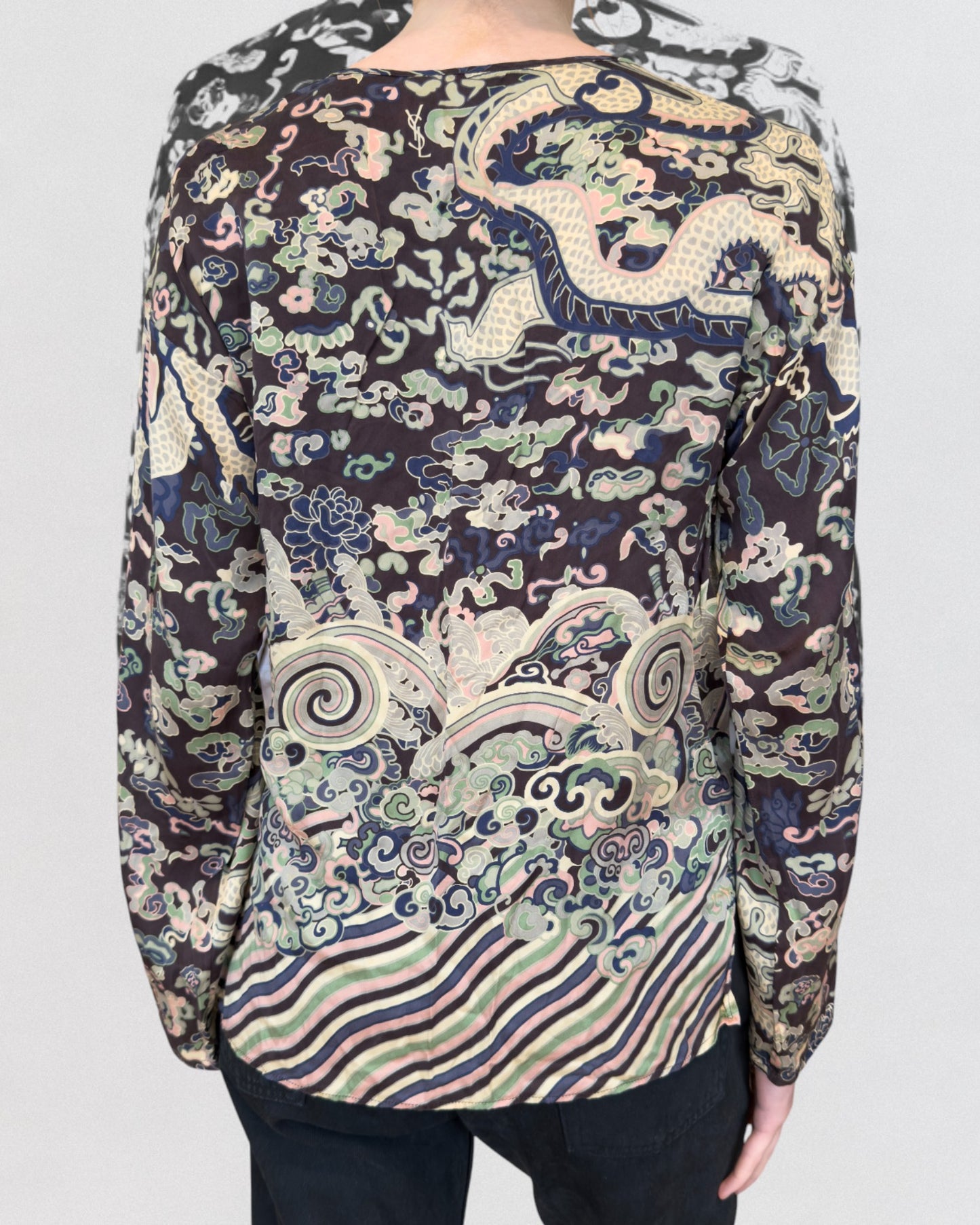 Yves Saint Laurent by Tom Ford Fall 2004 Chinoiserie Silk Top