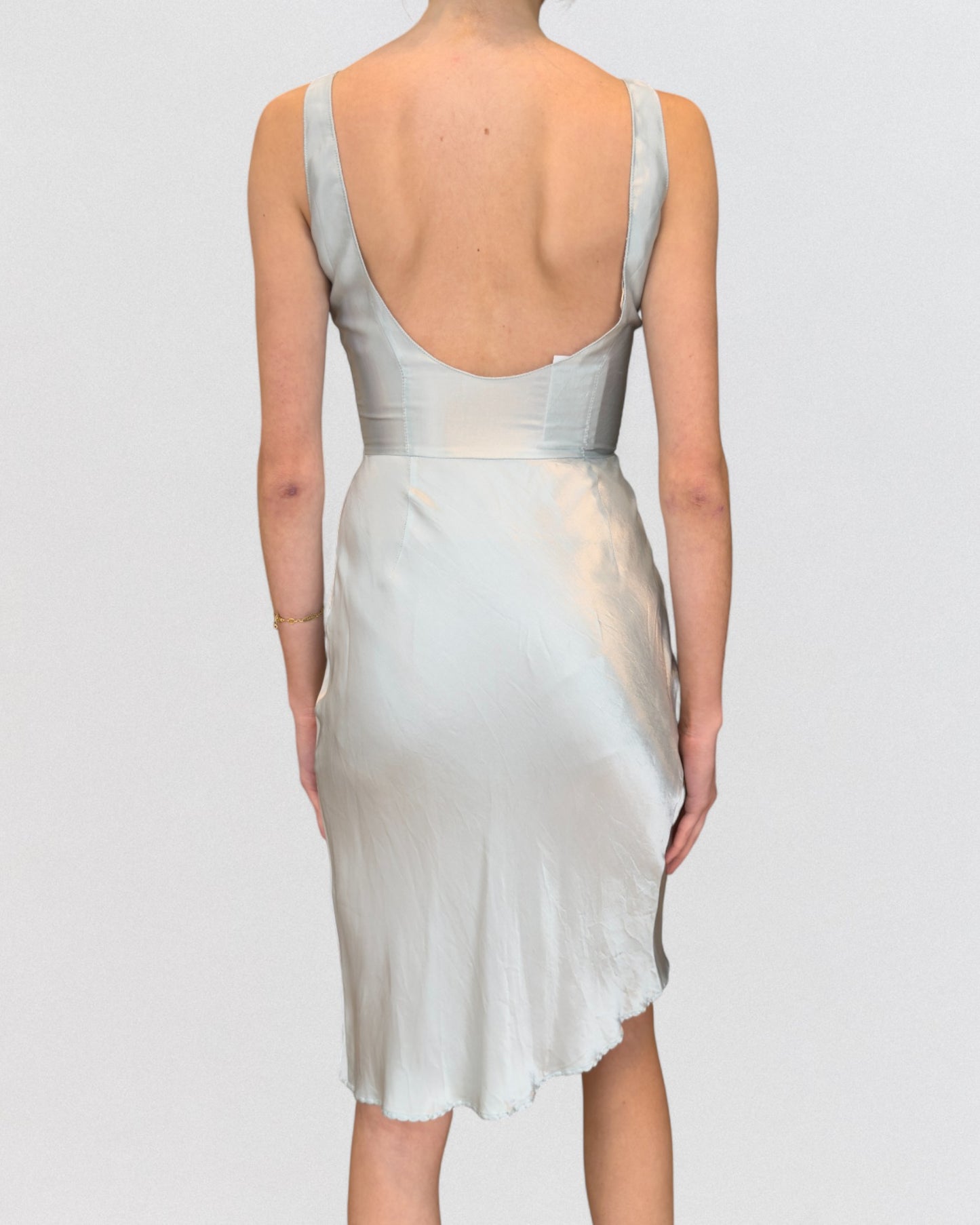 Miu Miu Fall 1995 Baby Blue Silk Midi Dress