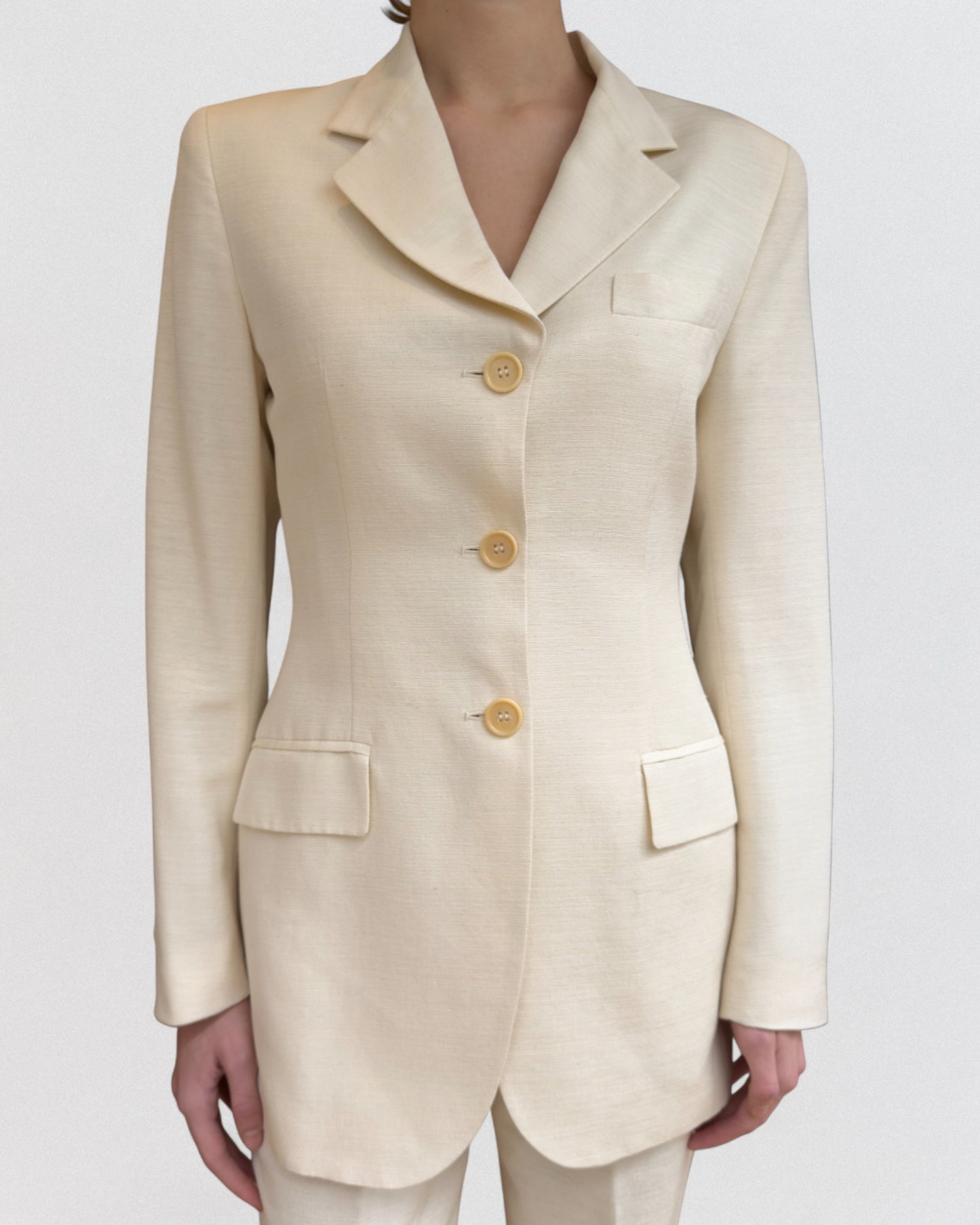 Documented Dolce & Gabbana Spring 1994 White Ivory Silk Suit