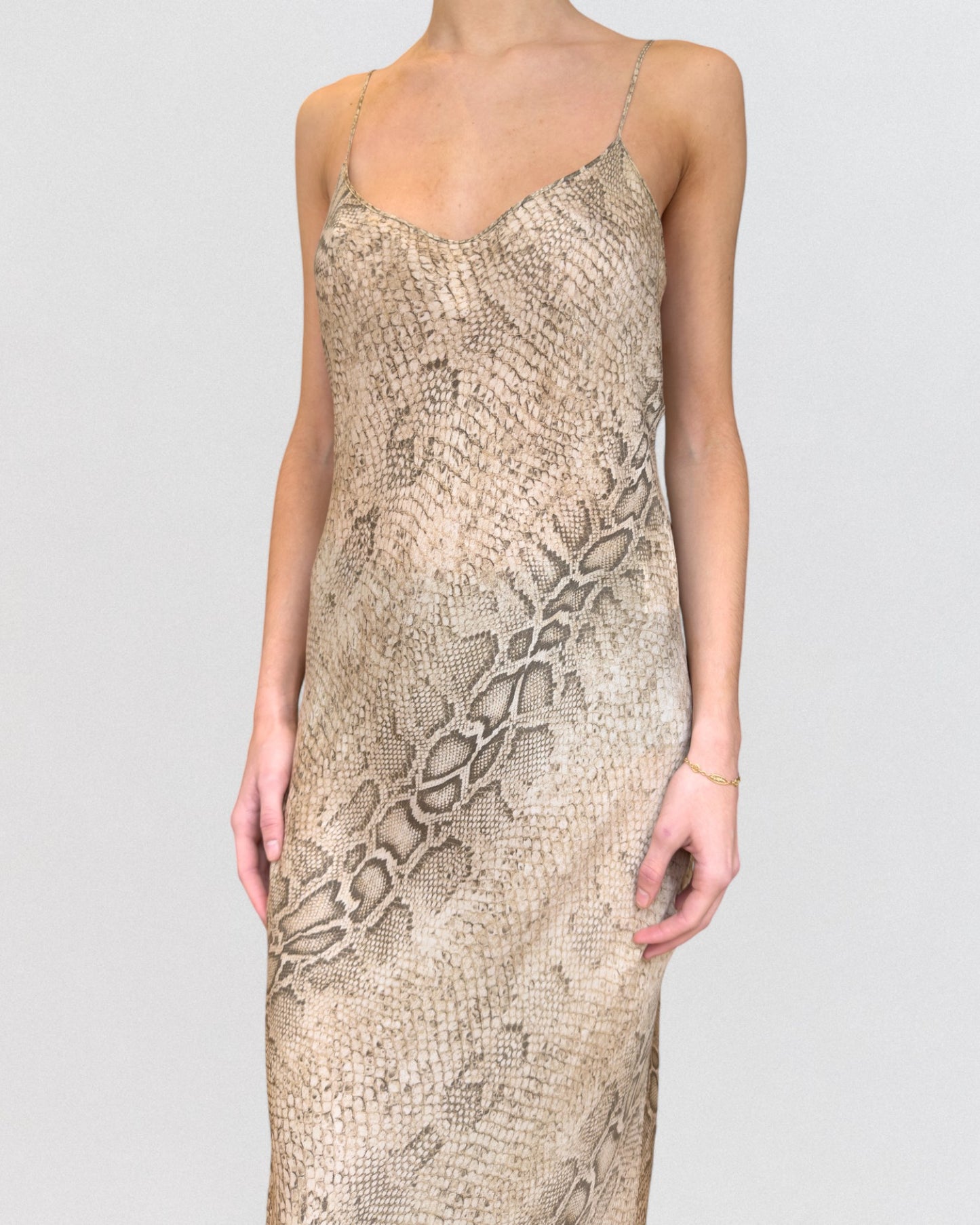 Roberto Cavalli Fall 1998 Snakeskin Silk Slip Gown