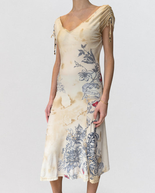 Roberto Cavalli Spring 2003 Tattoo Print Dress