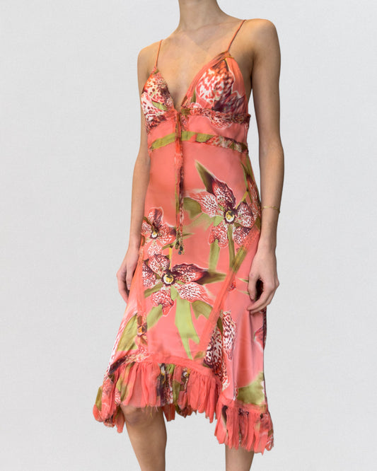 Roberto Cavalli Fall 2004 Silk Floral Mini Dress