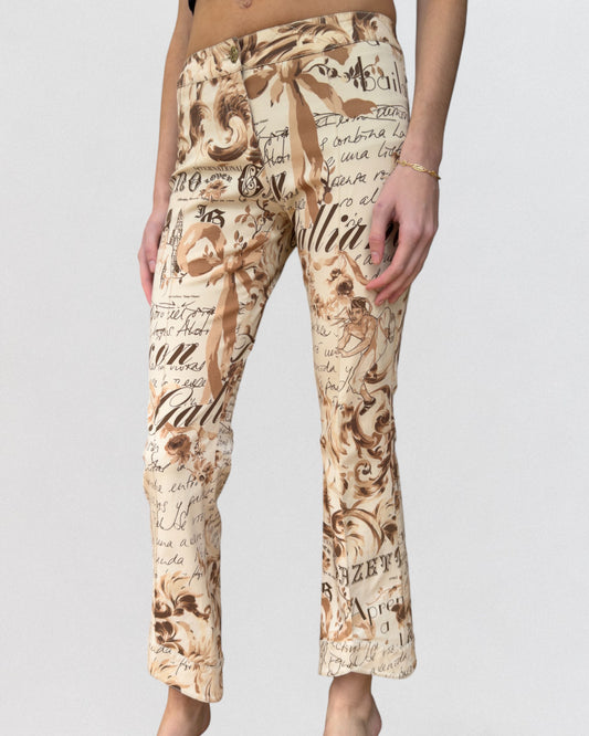 John Galliano Spring 2006 Newspaper Printed Capri Jeans