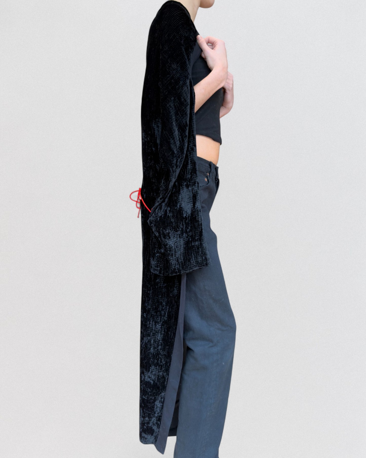 Yohji Yamamoto Spring 2002 Crushed Velvet Black Cape