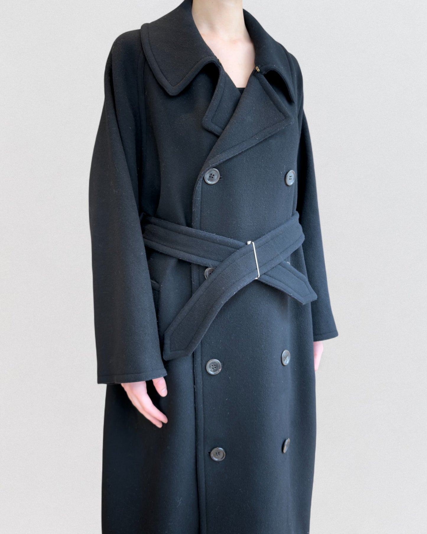 Yohji Yamamoto Fall 2002 Oversized Belted Double Breasted Wool Coat