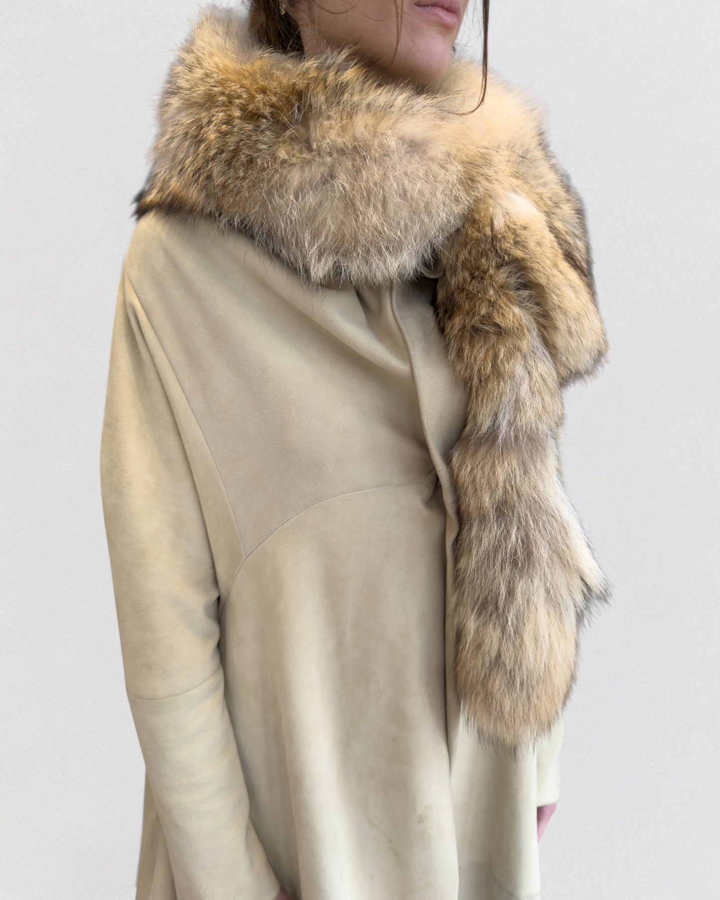 Yohji Yamamoto Fall 2000 Shearling and Fox Trimmed Coat