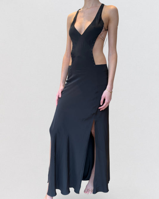 Gucci by Tom Ford Fall 2002 Black Silk Press Office Sample Evening Gown