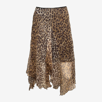 Dolce & Gabbana S/S 2005 Leopard-Print Sheer Asymmetric Ruffled Midi Skirt