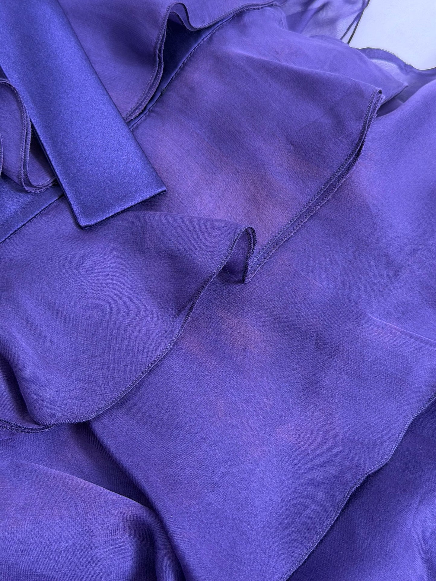 Valentino Fall 2007 Purple Silk Satin Gown with Cascading Tiered Ruffles