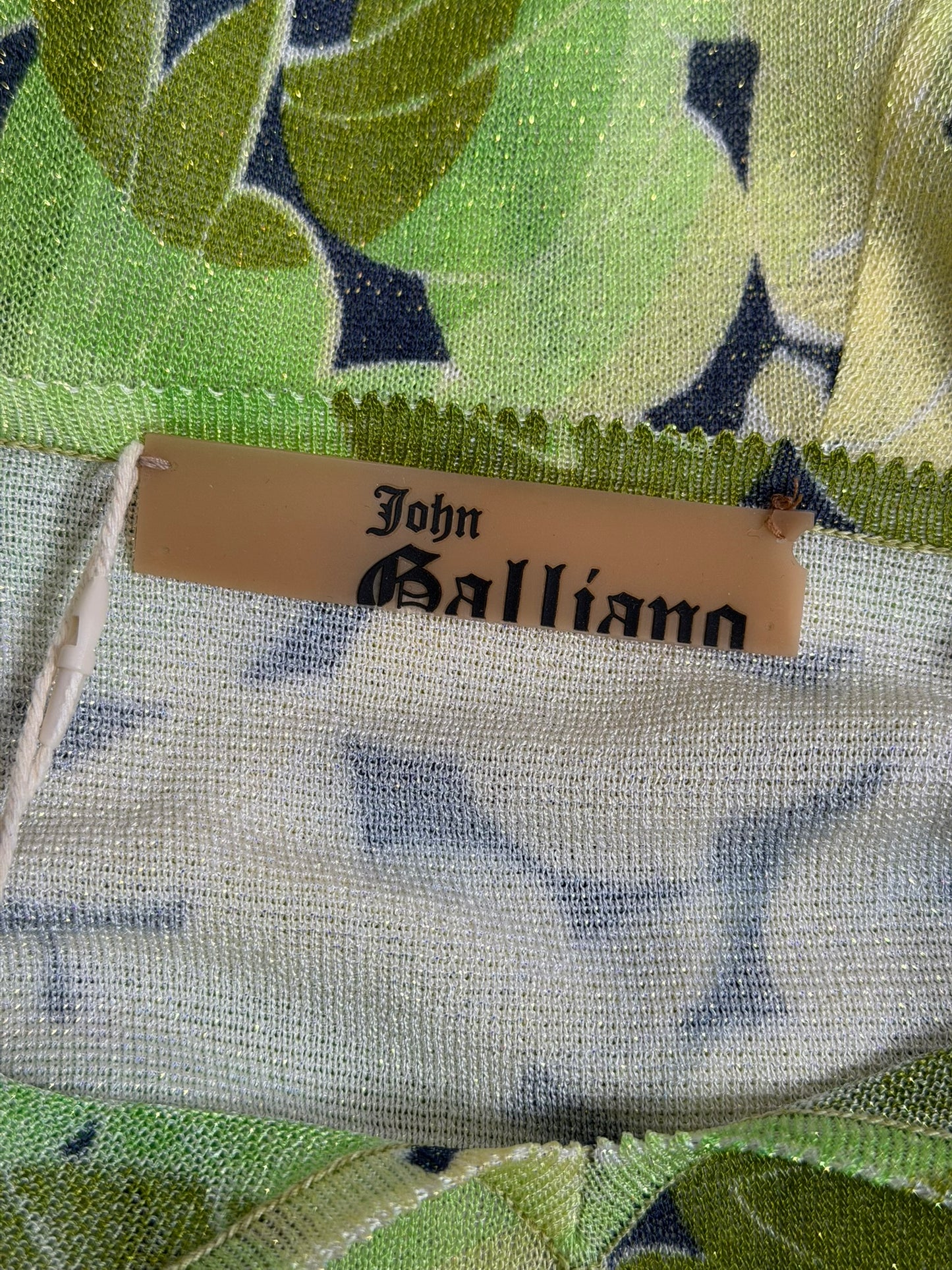 John Galliano S/S 2003 "Indian Summer" Green Lotus Jersey Tiered Ruffles Dress