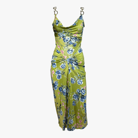 Christian Dior by John Galliano F/W 2000 Floral Print Draped Slip Dress