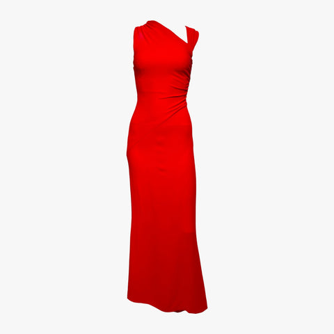 Valentino F/W 2006 Red Silk Jersey Asymmetric Gown