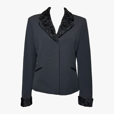 Fendi F/W 2001 Astrakhan Trimmed Silk Blazer