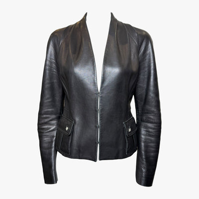 John Galliano F/W 2004 Black Leather Blazer with Crystal Details