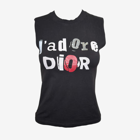 Christian Dior by John Galliano S/S 2003 Black J'Adore Dior Sleeveless Tank Top