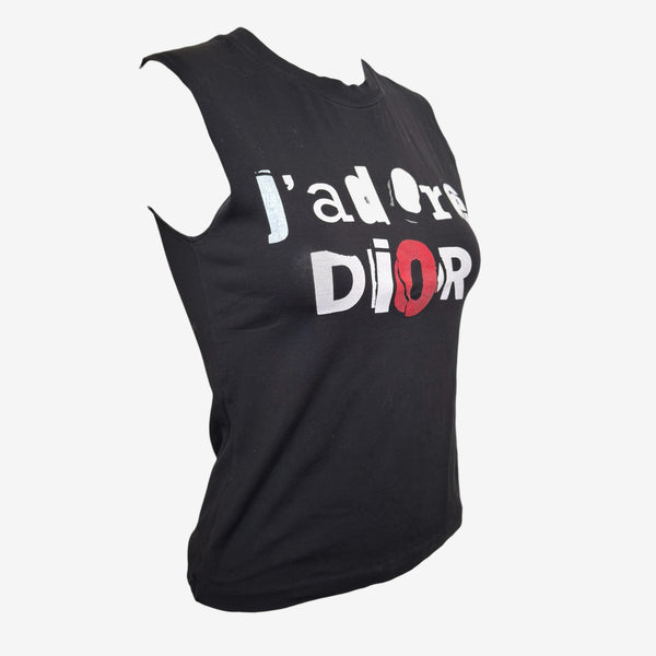 Christian Dior by John Galliano S/S 2003 Black J'Adore Dior Sleeveless Tank Top