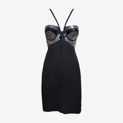 Versace S/S 2007 Black Sequinned Bustier Mini Dress
