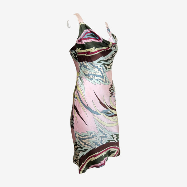 Alexander McQueen S/S 2001 Pink Printed Cowl-Neck Slip Dress