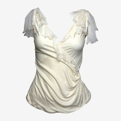 Christian Dior by John Galliano S/S 2005 Cream Draped Ruffled Top