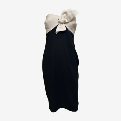 Gianni Versace 1990s Black And Ivory Bow-Detail Strapless Midi Dress